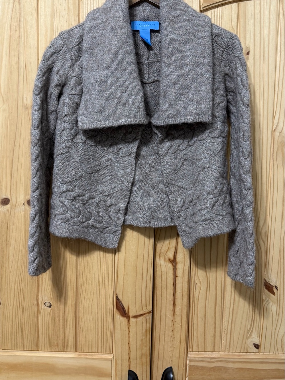 Doncaster Sport Gray Cable Knit Wool Alpaca Shawl Collar Cardigan